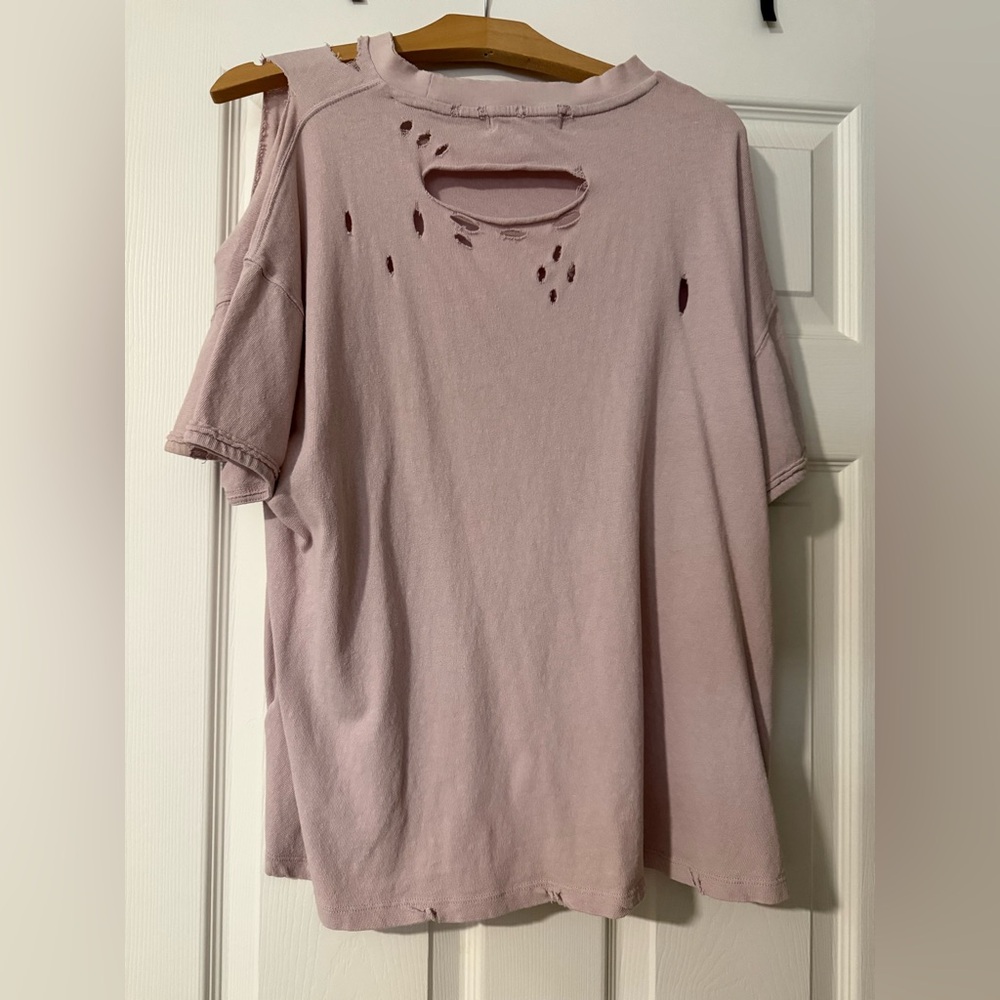 We The Free Rubi Lilac Distressed Short Sleeve Tee by Free People - Picture 2 of 4